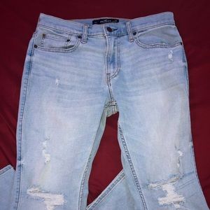 Light Blue Hollister Mens Ripped Jeans